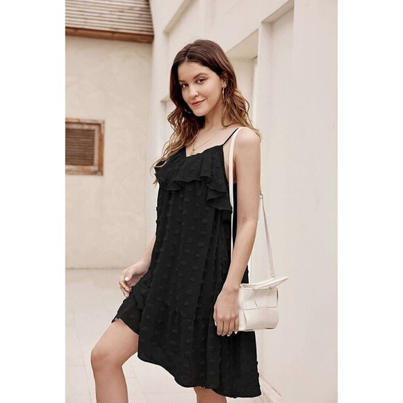 GRACE KARIN Women's Swiss Dot Dress Wrap V Neck Large Size Black - Picture 1 of 13